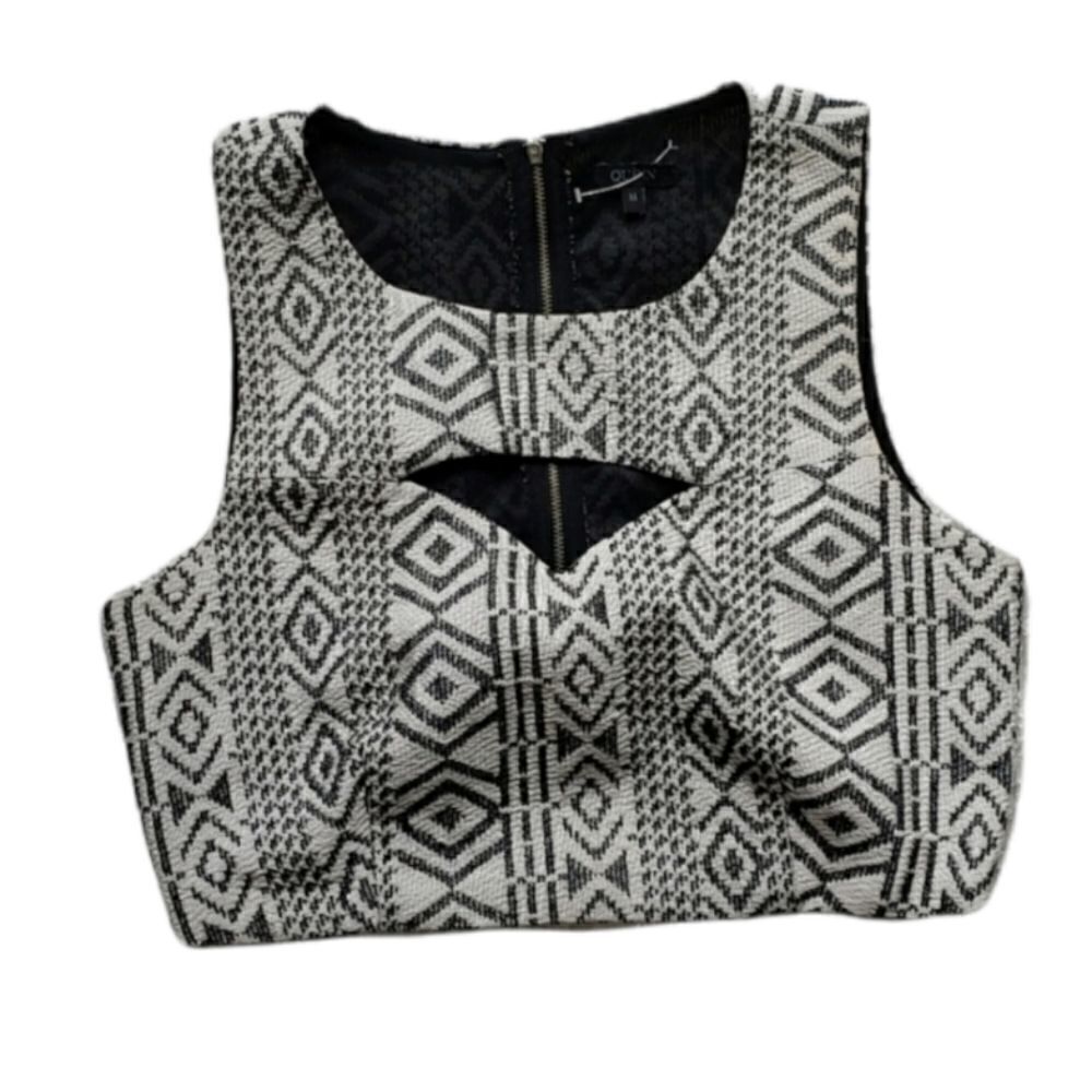 Tribal print crop top with cut out